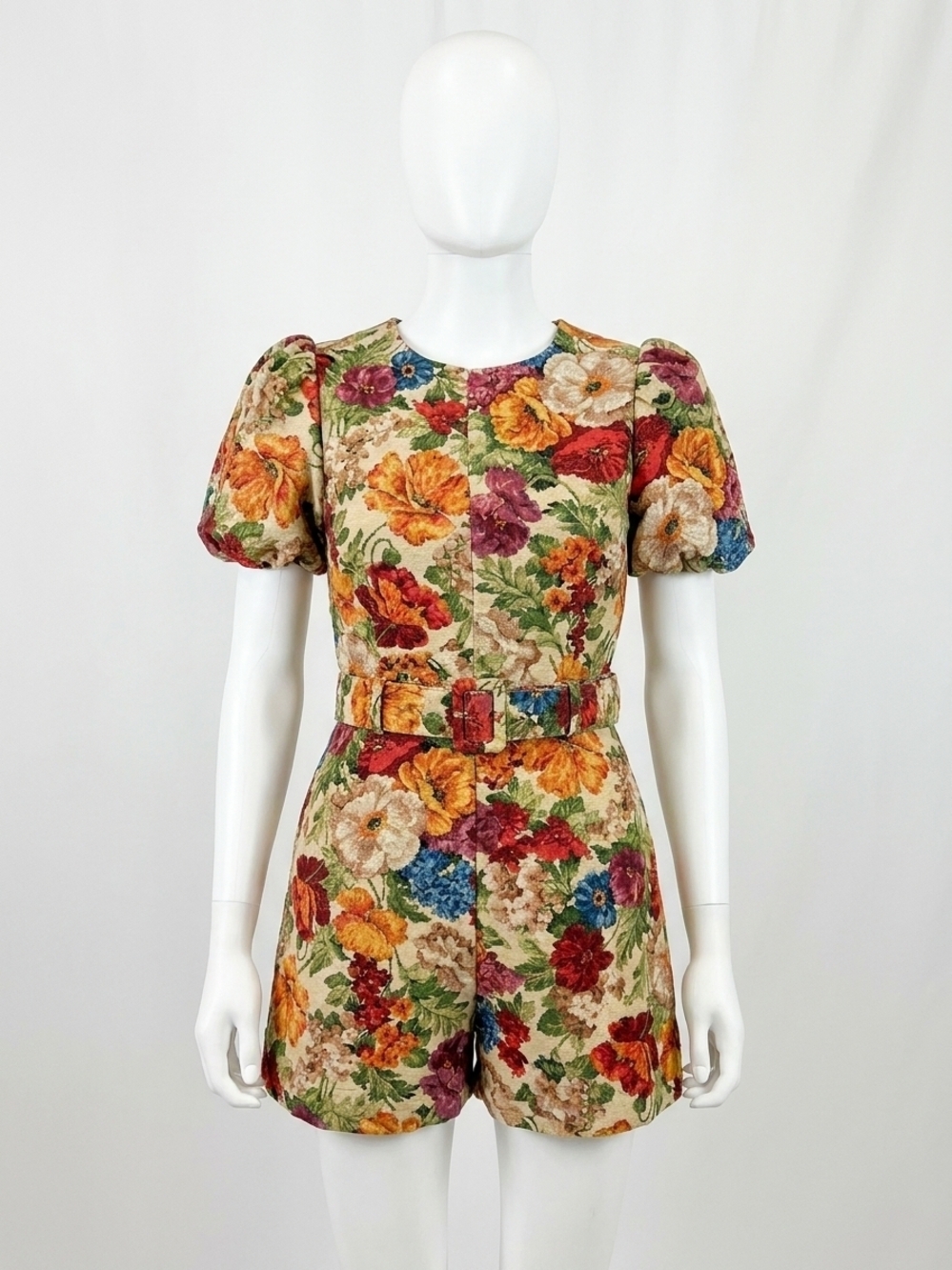 NEW ENTRO grandma's couch floral print romper in multicolor